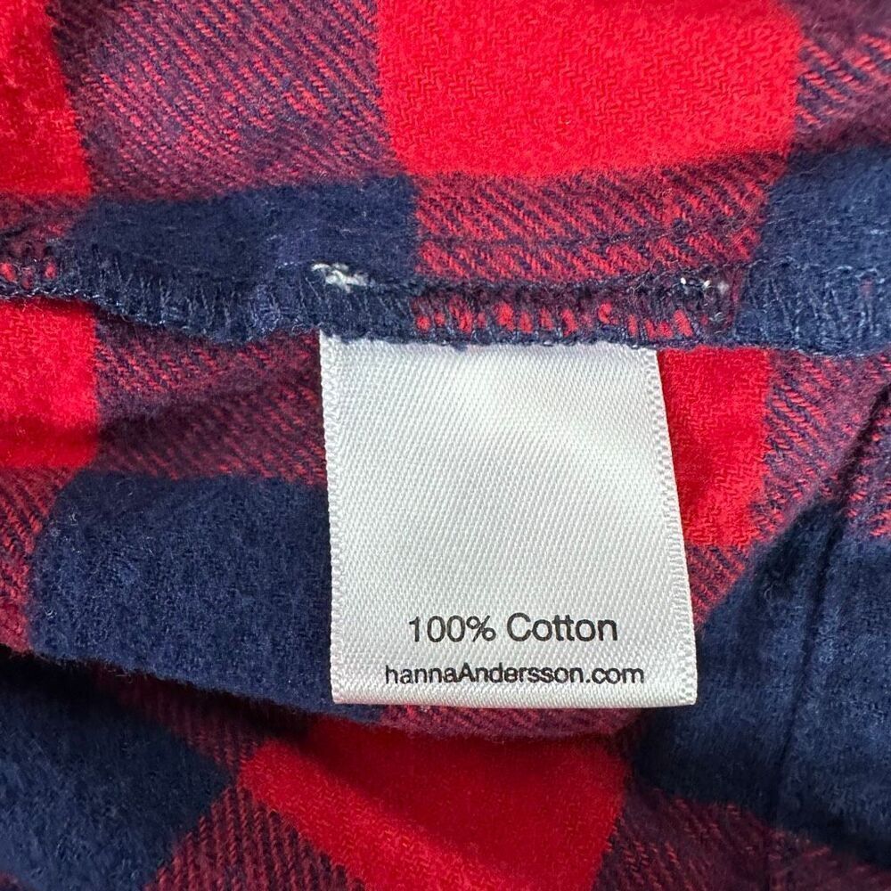 Hanna Andersson Buffalo Plaid Flannel Dress size 8 Red Blue Half Sleeve - Picture 8 of 8